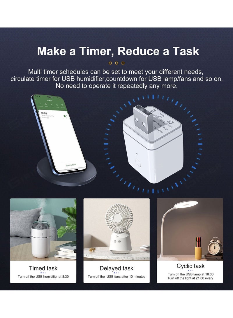 UanTii Smart Adapter Tuya Wifi USB Adapter Timing Schedule Smart Plug,Works with Smart Life App,Woks with Alexa and Google Home;3gang - Image 3