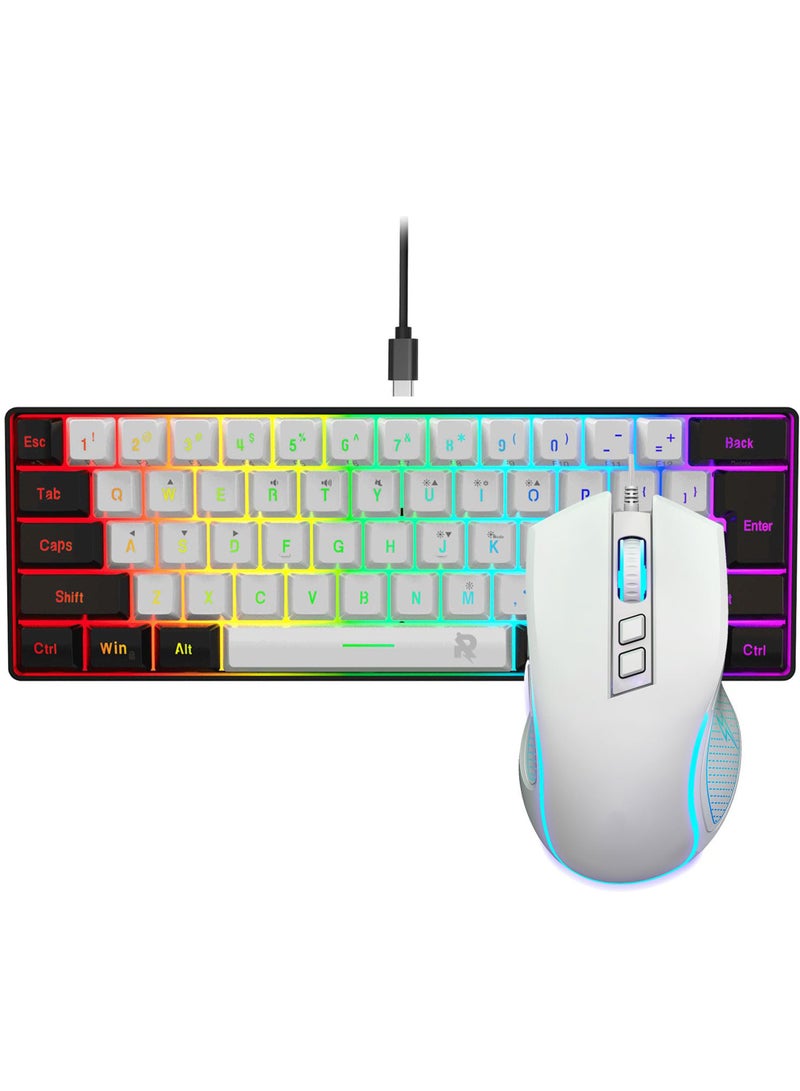 Wired Gaming Keyboard and Mouse Combo Include Mini 60% Merchanical Feel Keyboard Ergonomic Design - Image 1