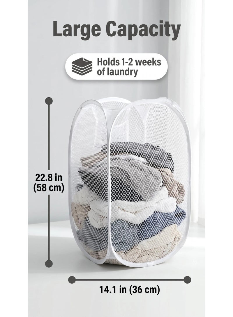 2 Pack Home Laundry Basket, Foldable Storage Basket, Mesh Popup Laundry Basket, Collapsible Clothes Washing Laundry Hamper with Carry Handle, Black - Image 5
