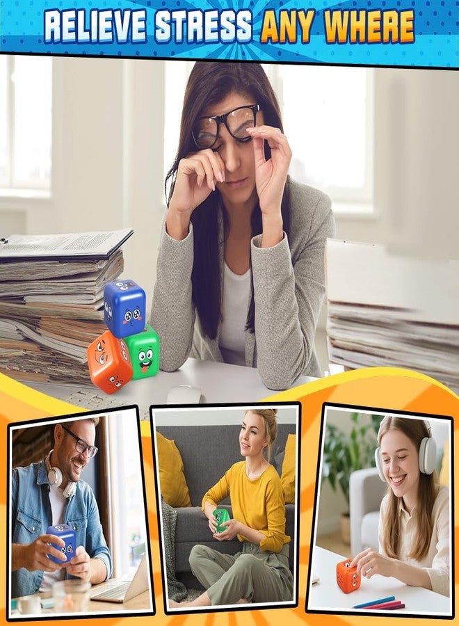 Cybemaga Jumbo Fidget Smile Dice, Squeeze Cube for Kids Adults, Soft Slow Rising PU Toy with 6 Smile Face for Stress Relief, Faimly Board Game Dice Toys for Party, 2.75 Inch - Image 5