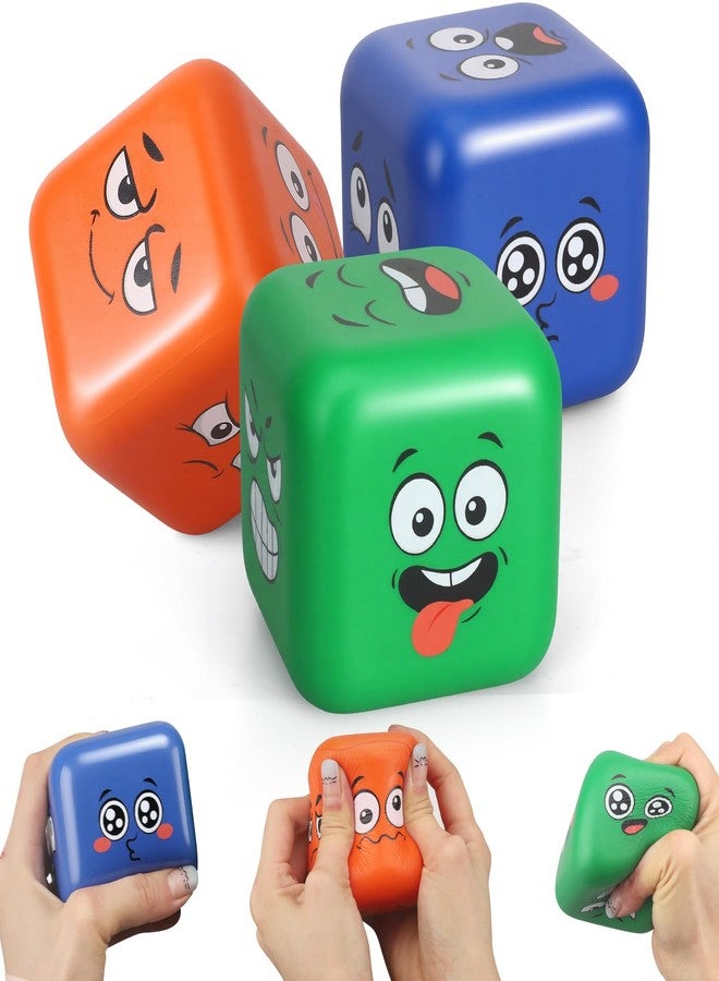Cybemaga Jumbo Fidget Smile Dice, Squeeze Cube for Kids Adults, Soft Slow Rising PU Toy with 6 Smile Face for Stress Relief, Faimly Board Game Dice Toys for Party, 2.75 Inch - Image 1