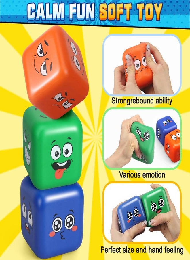 Cybemaga Jumbo Fidget Smile Dice, Squeeze Cube for Kids Adults, Soft Slow Rising PU Toy with 6 Smile Face for Stress Relief, Faimly Board Game Dice Toys for Party, 2.75 Inch - Image 3