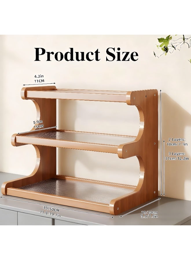 Coffee Station Organizer 3 Tier, Coffee Mug Holder Bamboo Cup Rack, Home Storage Mugs Hooks for Kitchen Countertops, Tea Bar Accessories, Matcha Stand, Cups, Condiment Storage Rack - Image 4