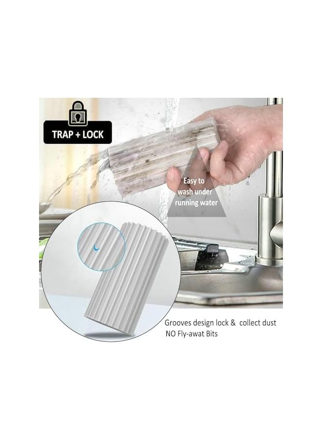 promass Damp Clean Duster, 4 Pack Reusable Non-Scratch Cleaning Damp Duster, Magic Sponge Eraser Brush for Housekeeping, Blinds, Glass, Vents, Baseboards, Window Track Grooves and Faucets - Image 4