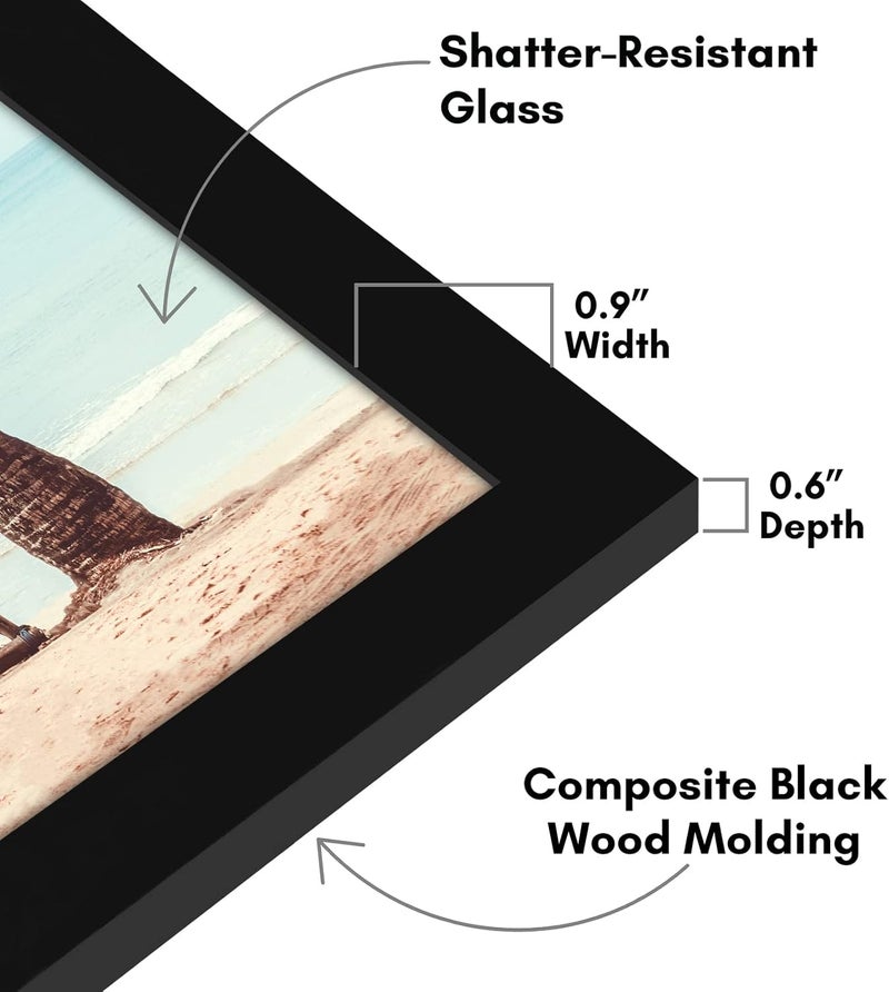 Americanflat 14x20 Picture Frame with Polished Plexiglass - Signature Collection - Gallery-Style Frames Made of Engineered Wood - Photo Frame for Wall Display - Black - Image 3