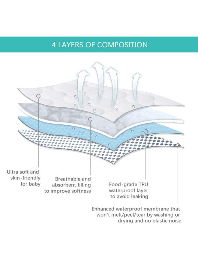 Biloban - Crib Mattress Protector Sheets Waterproof 2 Pack, Quilted Crib Mattress Pad Cover Fitted Fits for Baby Toddler Bed Mattress, White, 52” x 28” - Image 1