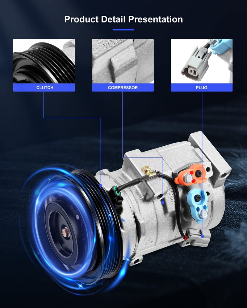 ECCPP AC Compressor 2003-2006 for Acura MDX 3.5L 2003-2008 for Honda for Accord Odyssey Pilot Ridgeline 3.0L 3.5L Air Conditioning Compressor Rapid Cooling 10S20C - Image 4
