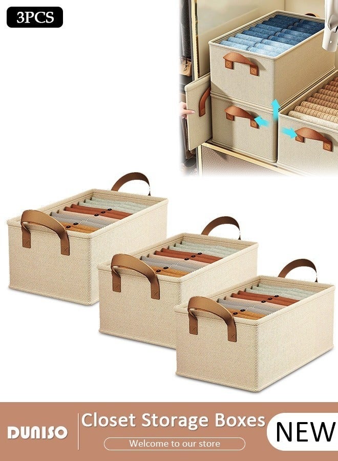 3-Pack Foldable Wardrobe Storage Boxes with Handles - Image 1