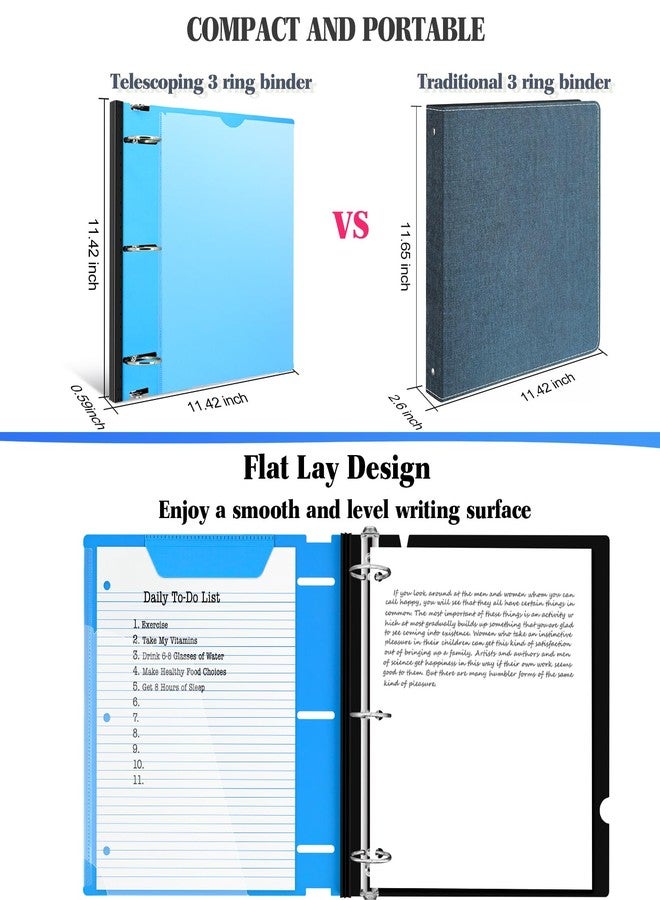 INFUN 1.5 Inch Telescoping 3 Ring Binder - 6PCS, Flexible Round Binder with Customizable Front Cover and Clear Catalog Pocket, 1.5Inch Rings, 360 Sheet Capacity - Image 4