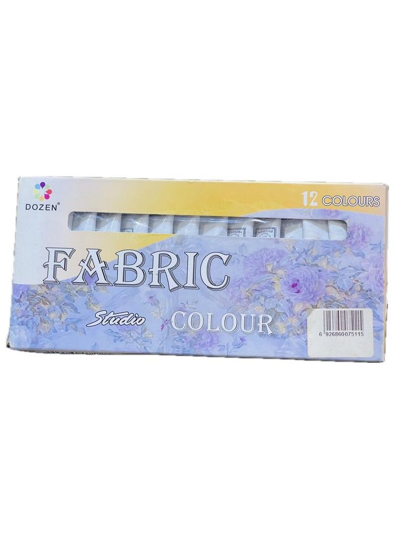 Dozen Permanent Fabric Studio Colour 12 Ml Non-Toxic Textile Paint for Clothes Vermillion-12 Colours - Image 1