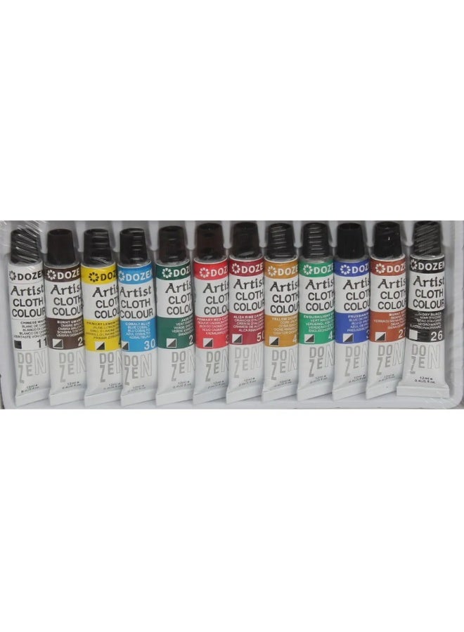 Dozen Permanent Fabric Studio Colour 12 Ml Non-Toxic Textile Paint for Clothes Vermillion-12 Colours - Image 2