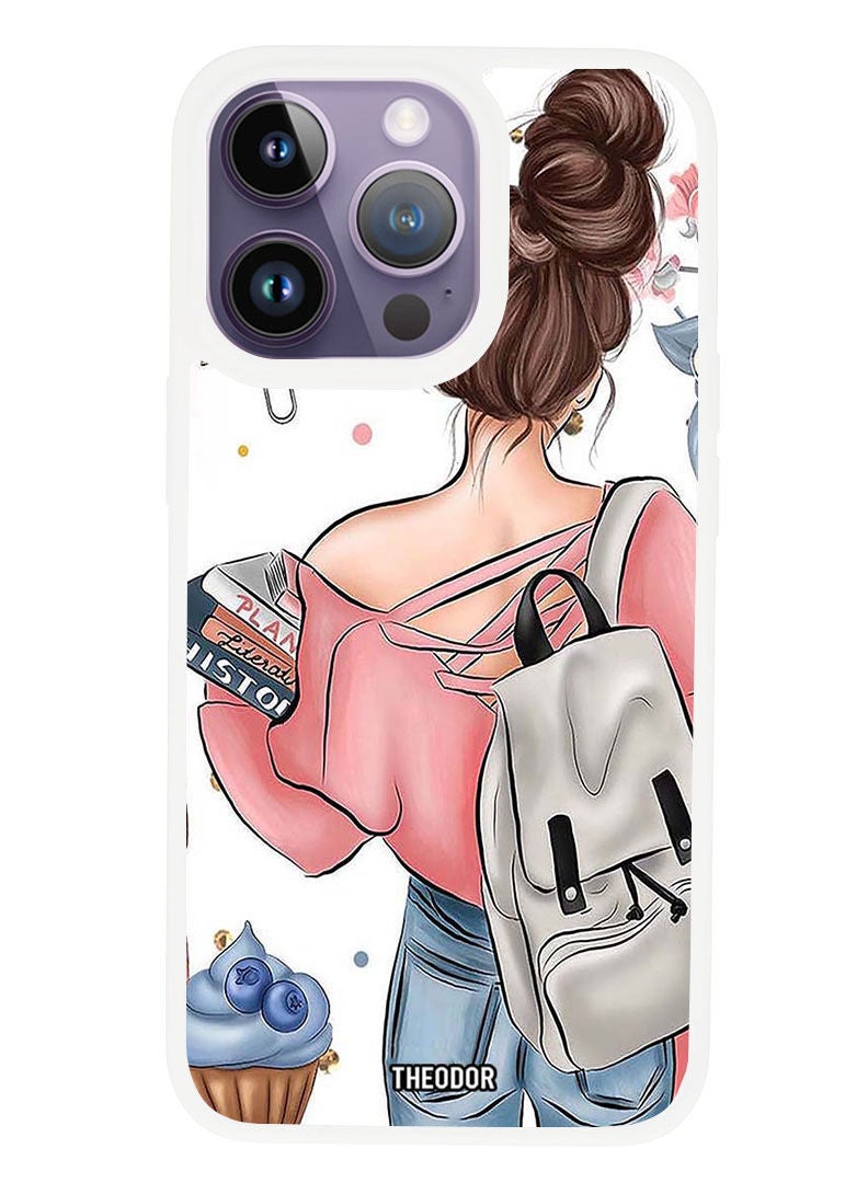 Theodor Protective Case Anti Scratch Shock Proof Cover For APPLE IPHONE 14 PRO MAX School Girl (White Bumper) - Image 1