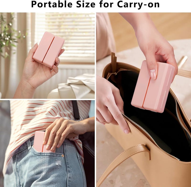 FYY 2 Pcs 7 Compartment Portable Pill Case, Folding Design Pill Box for Purse Pocket, Pink - Image 5