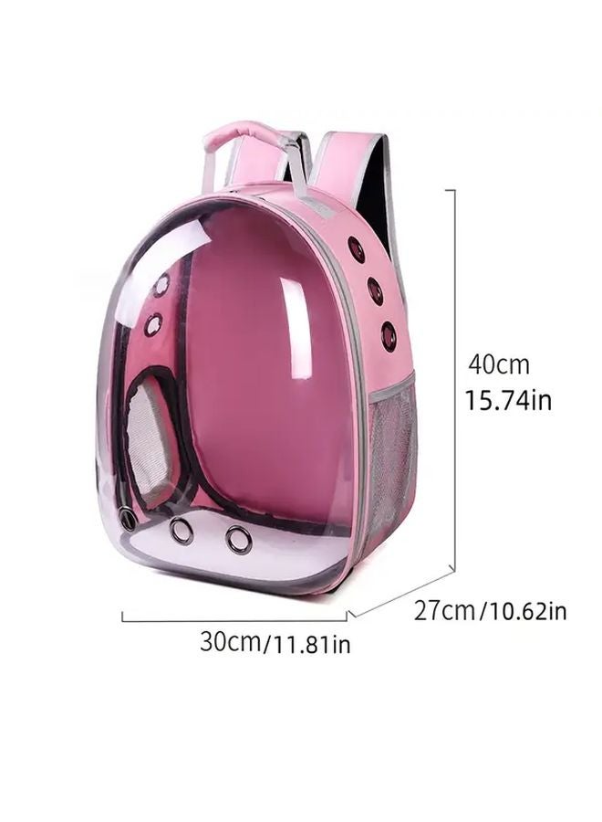 Pink Large Capacity Cat Backpack Pet Carrier Travel Bag Ventilation Safe Zipper - Image 3