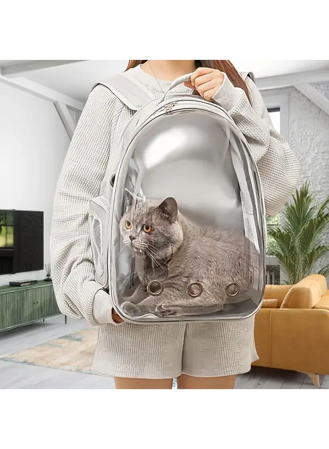 Pink Large Capacity Cat Backpack Pet Carrier Travel Bag Ventilation Safe Zipper - Image 2