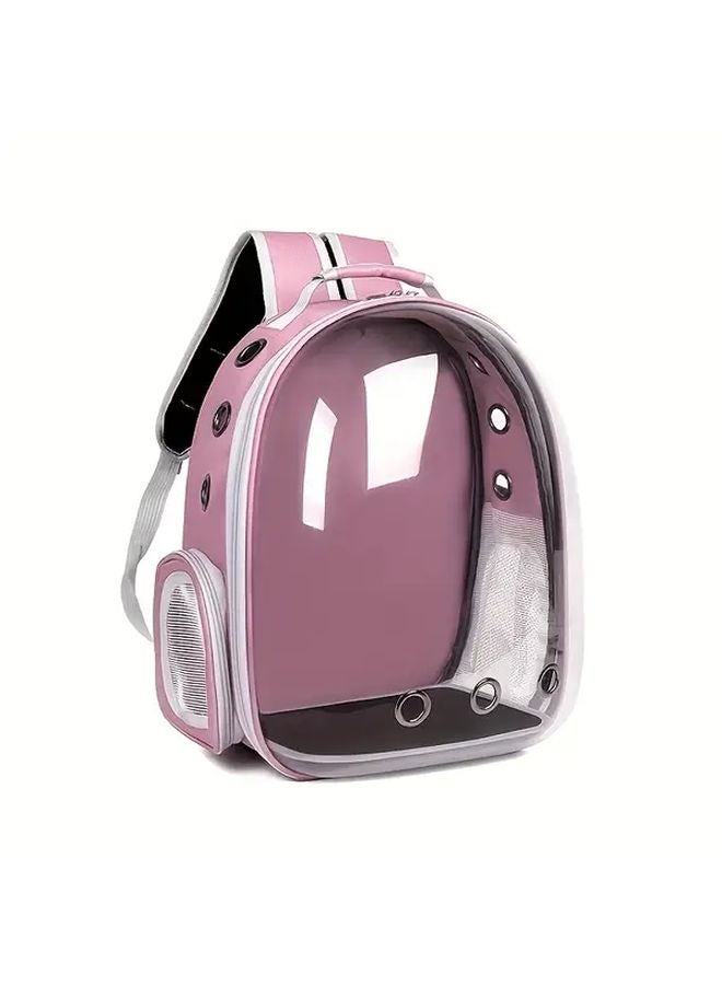 Pink Large Capacity Cat Backpack Pet Carrier Travel Bag Ventilation Safe Zipper - Image 1