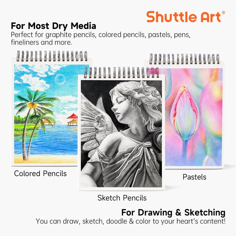 Shuttle Art Artists Sketch Books, 9 x 12 Shuttle Art 160 Sheets of Sketch Paper pad Ideal for Drawing and School Supplies (2 Pack) - Image 2