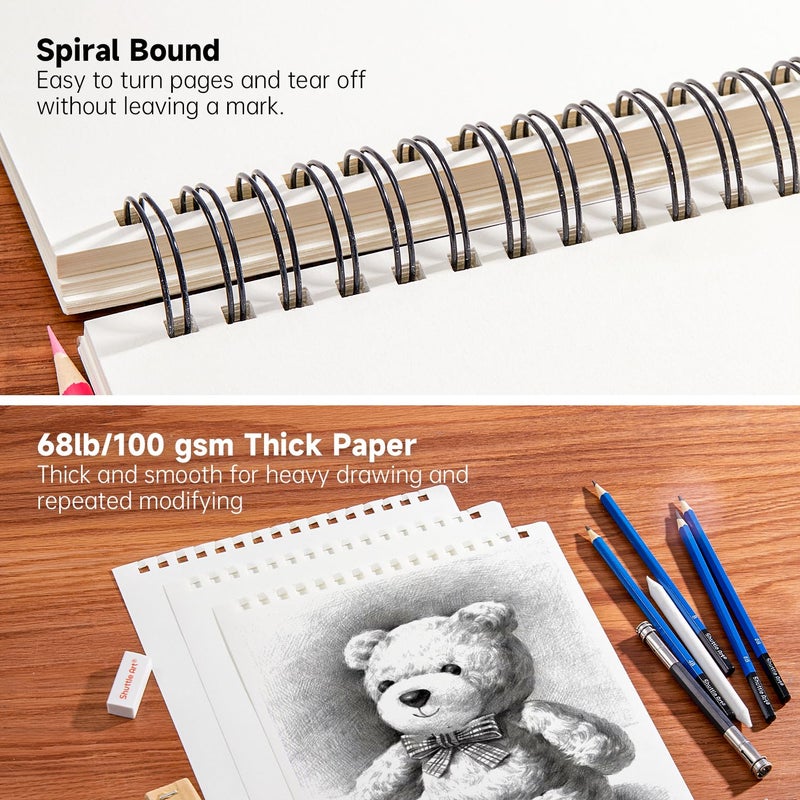 Shuttle Art Artists Sketch Books, 9 x 12 Shuttle Art 160 Sheets of Sketch Paper pad Ideal for Drawing and School Supplies (2 Pack) - Image 4