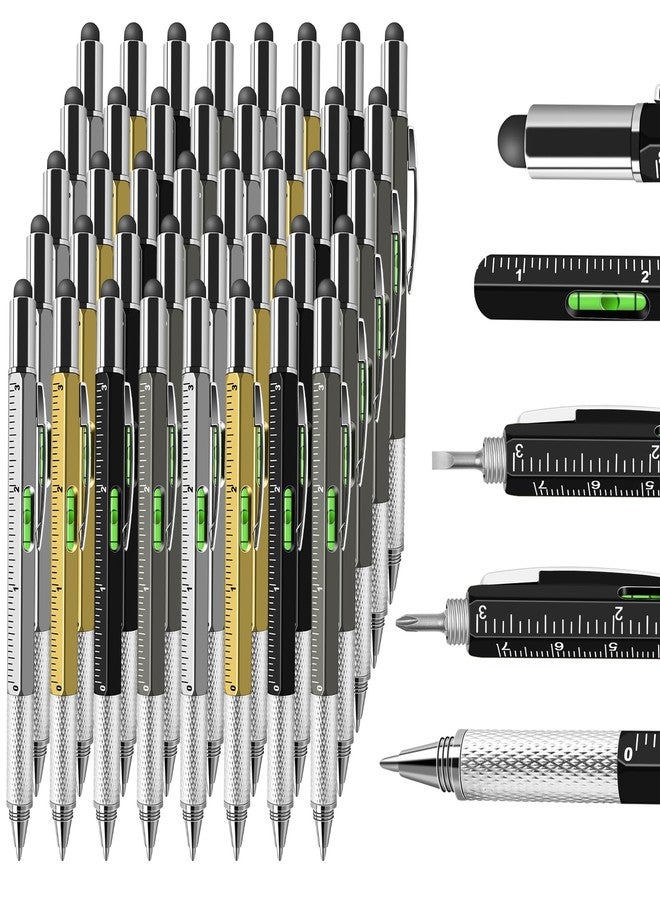 NICEMOVIC Stocking Stuffers Bulk Gifts for Men Multitool Tech Tool Pen Gift 6-in-1 Party Favor Father's Day Dad Gift 36 Pcs Level Gauge Ballpoint Pen Stylus Pen Screwdriver with Ruler - Image 1