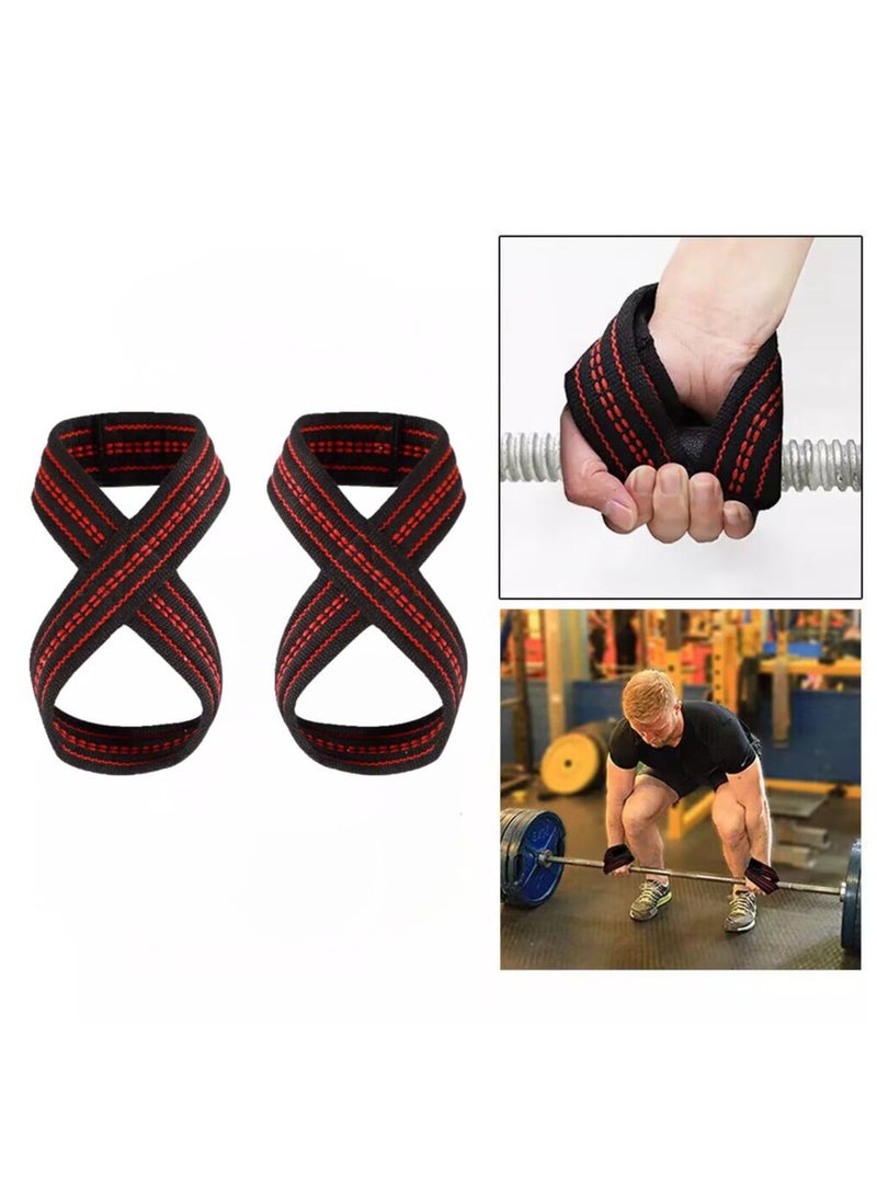الشكل 8 حزام رفع الوزن حزام معصم DeadLift للسحب الشريط الأفقي الرفع القوي صالة الألعاب الرياضية معدات كمال الأجسام المتاحة بحجمين مختلفين - Image 1
