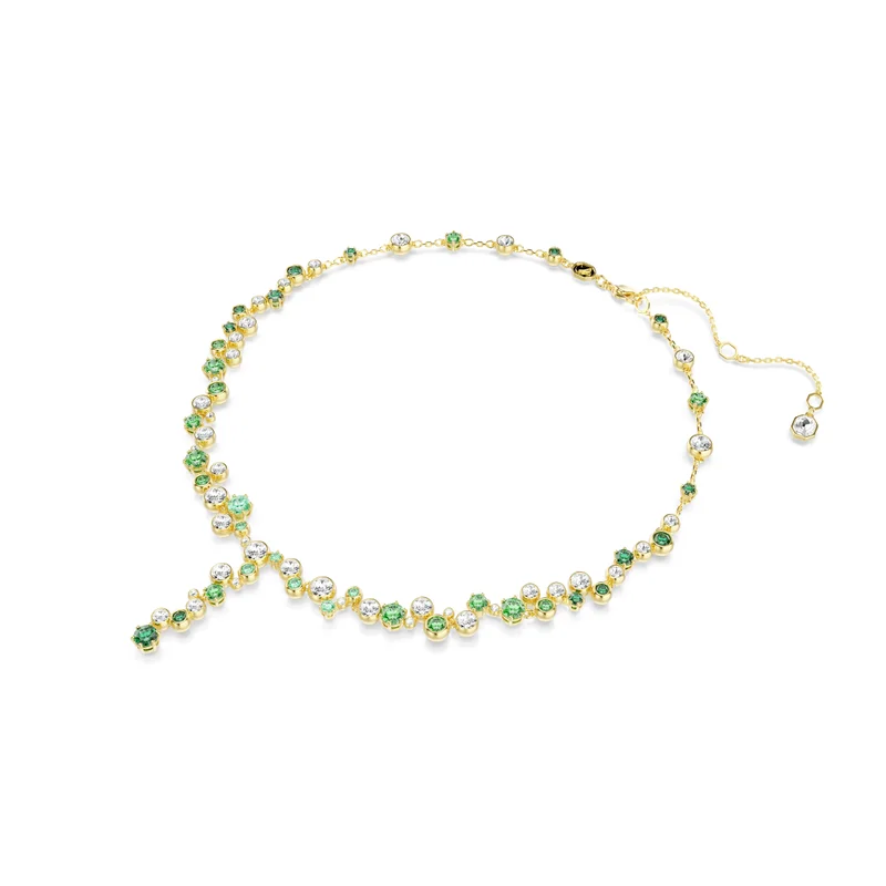 سواروفسكي Constella Y necklace Mixed cuts, Green, Gold-tone plated