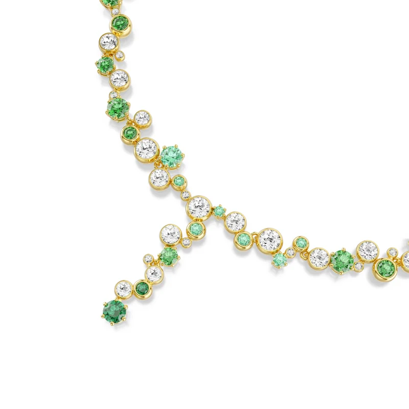 سواروفسكي Constella Y necklace Mixed cuts, Green, Gold-tone plated