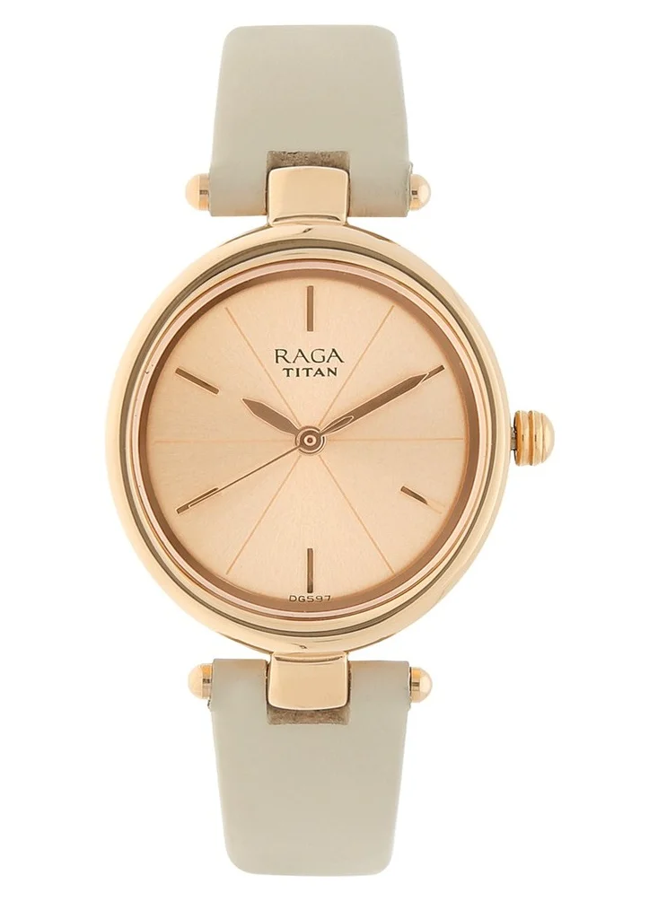 TITAN Titan Raga ia Rose Gold Dial Women Watch With Leather Strap