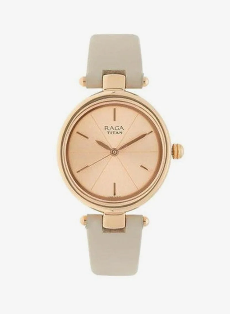 TITAN Titan Raga Viva Quartz Analog Rose Gold Dial Beige Leather Strap Watch for Women - NT2579WL01