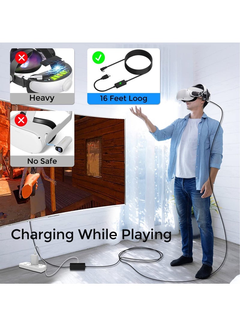 Generic - Upgraded 16FT/5m Link Cable for Oculus Quest 2/Pro with USB 3.2 2A Fast Charging Type C Port, VR Link Cable with 5Gbps Transfer Rate for Gaming PC and VR Headset Accessories - Image 1
