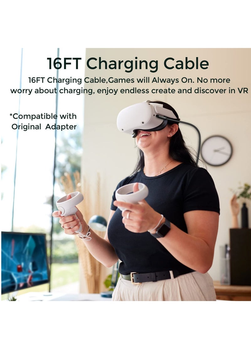 Generic - Upgraded 16FT/5m Link Cable for Oculus Quest 2/Pro with USB 3.2 2A Fast Charging Type C Port, VR Link Cable with 5Gbps Transfer Rate for Gaming PC and VR Headset Accessories - Image 1