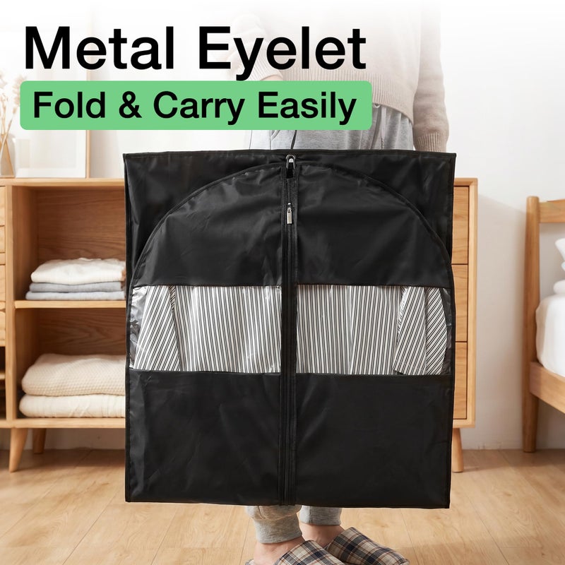 Moucas 5 Pack - Moucas 50" Black Garment Bag, Mens Suit Bags for Closet Storage and Travel, Garment Bags for Hanging Clothes, Suit Cover Bags with Zipper for Coats, Dresses, Shirts - Image 4