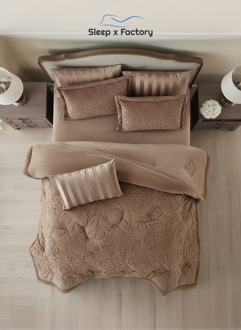 Sleep x Factory Evelyn 6-Piece Winter Velvet Comforter Set – King 240×260 cm - Image 3
