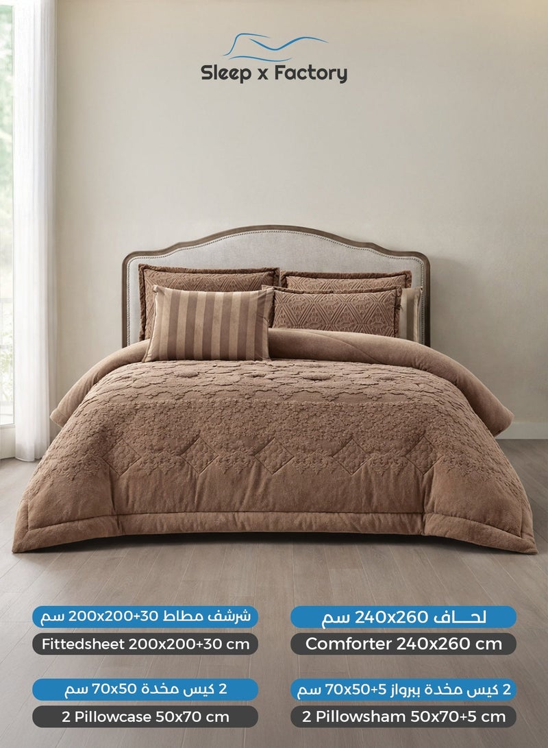 Sleep x Factory Evelyn 6-Piece Winter Velvet Comforter Set – King 240×260 cm - Image 5