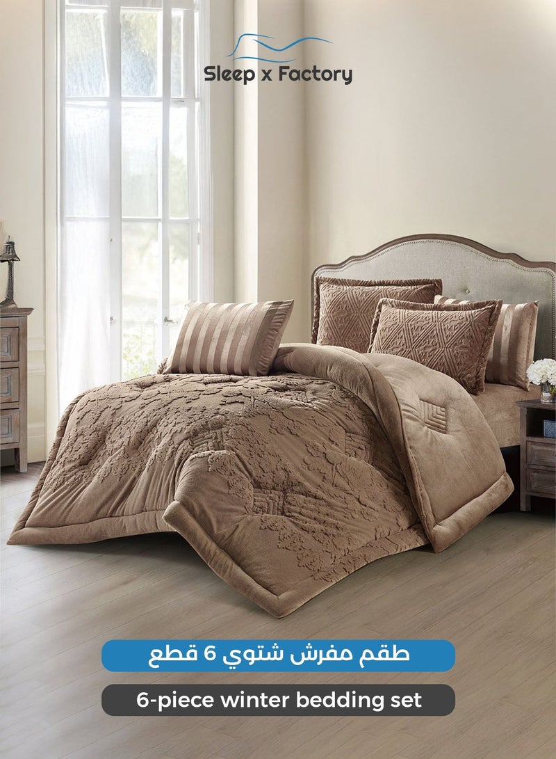 Sleep x Factory Evelyn 6-Piece Winter Velvet Comforter Set – King 240×260 cm - Image 4