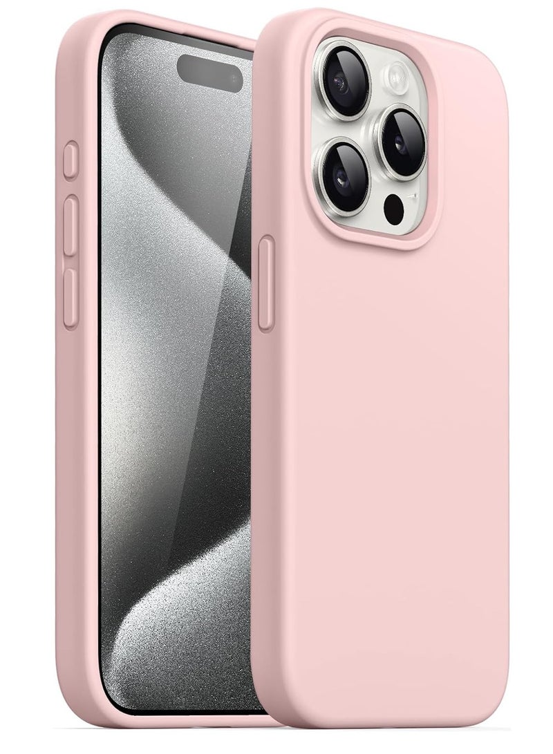 Silicone Case Compatible with iPhone 15 Pro 6.1inch, Slim Liquid Silicone, Layers of Soft Gel Rubber Shockproof, Protective Phone Case Cover with TPU Lining (Pink) - Image 1
