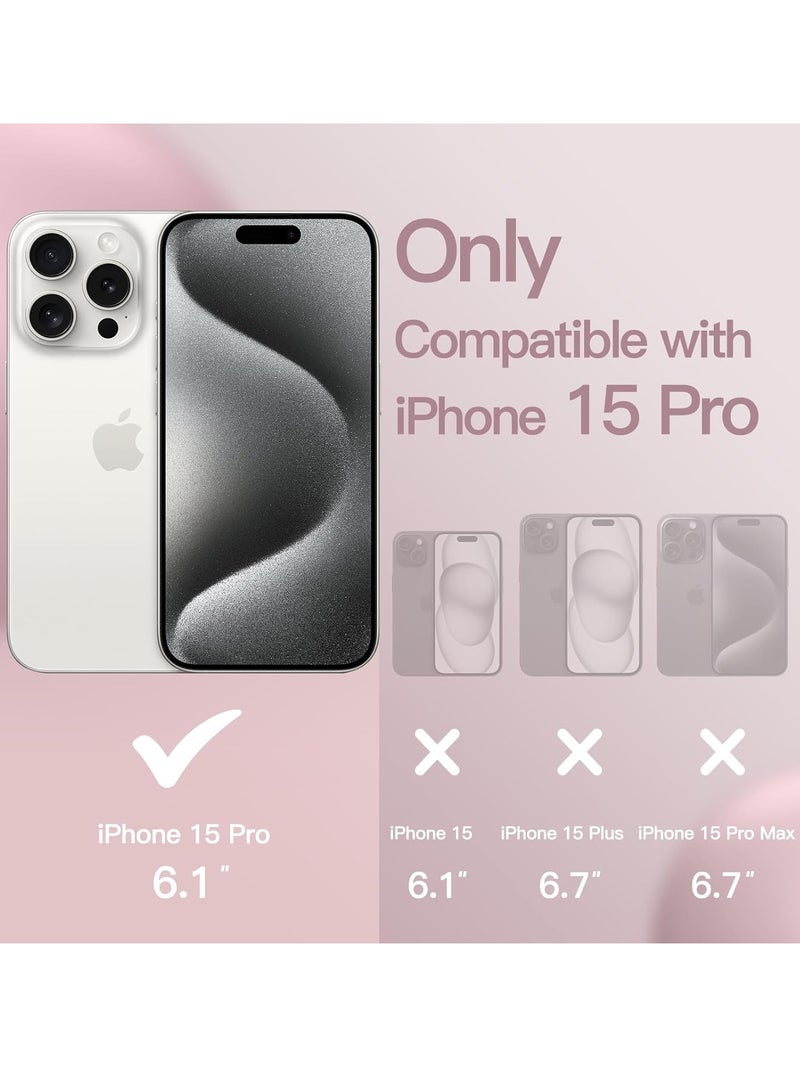 Silicone Case Compatible with iPhone 15 Pro 6.1inch, Slim Liquid Silicone, Layers of Soft Gel Rubber Shockproof, Protective Phone Case Cover with TPU Lining (Pink) - Image 2