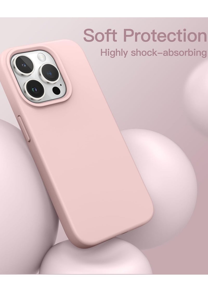 Silicone Case Compatible with iPhone 15 Pro 6.1inch, Slim Liquid Silicone, Layers of Soft Gel Rubber Shockproof, Protective Phone Case Cover with TPU Lining (Pink) - Image 3
