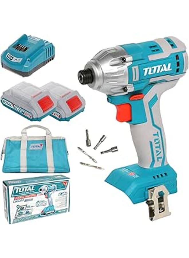 توتال تولز مفك صدمات TIRLI2002 من توتال تولز، ليثيوم أيون 20 فولت، 2 أمبير/ساعة، 170 نيوتن متر