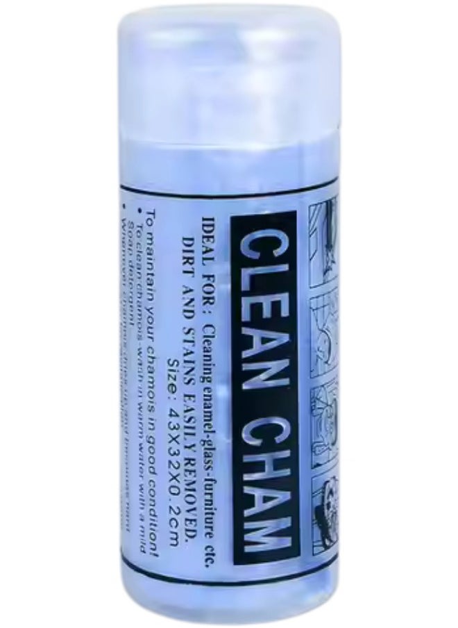 Clean Cham Deer skin Car Drying Towel, Free Microfiber Cleaning Cloth, Premium Professional Soft Microfiber Towel, Super Absorbent Detailing Towel for Car/Windows/Screen/Kitchen - Blue  - Image 1