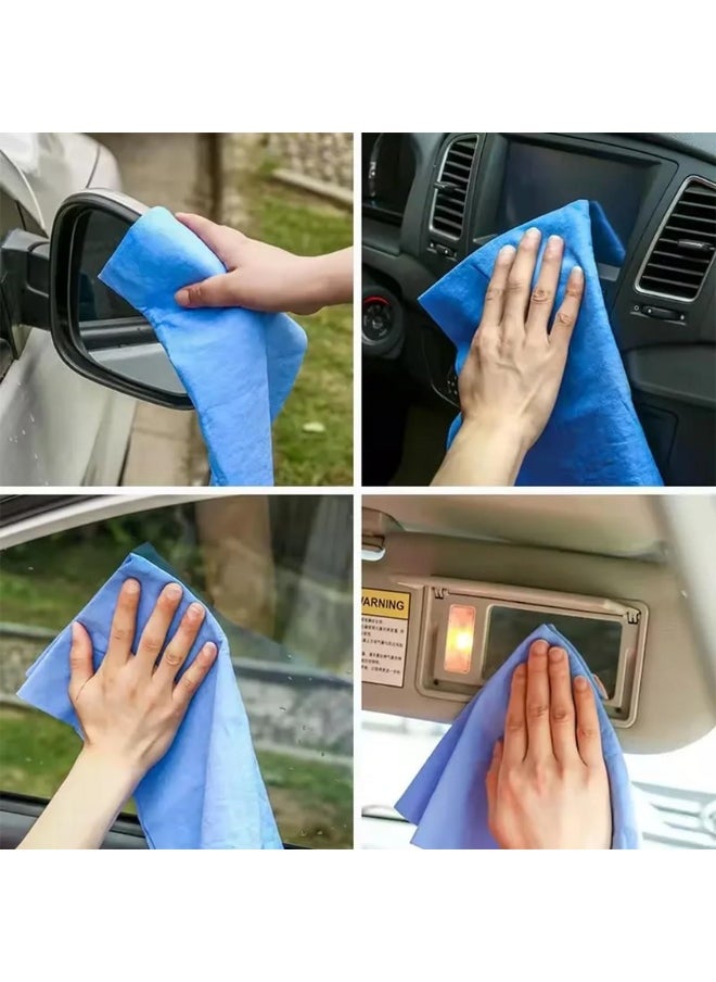 Clean Cham Deer skin Car Drying Towel, Free Microfiber Cleaning Cloth, Premium Professional Soft Microfiber Towel, Super Absorbent Detailing Towel for Car/Windows/Screen/Kitchen - Blue  - Image 4