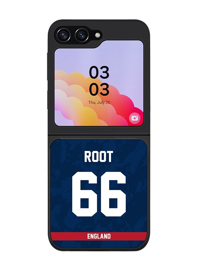 Stylizedd Cover for Samsung Galaxy Z Flip5 Case, Rugged Black Slim Fit Soft Flexible Thin Protective Phone Cases - Player Name - Joe Root, Jersey Number- 66 - Image 1
