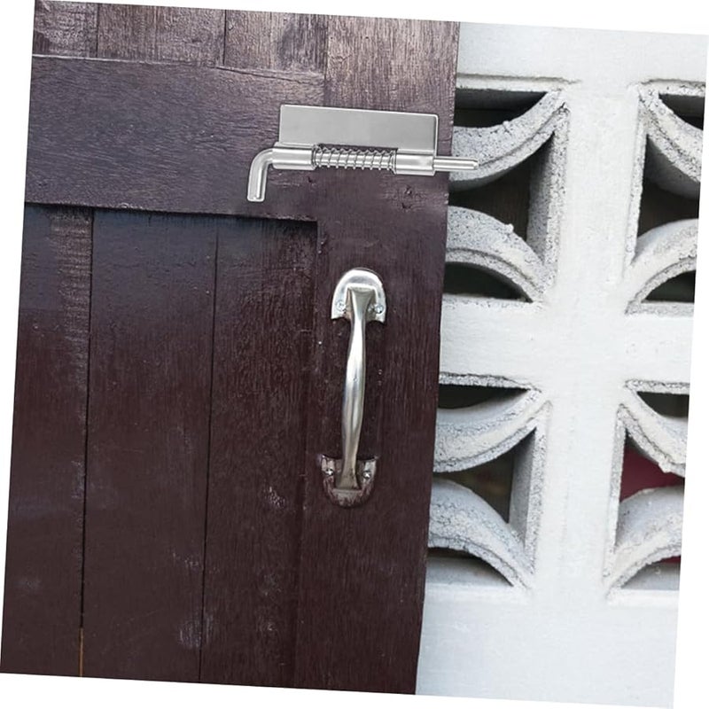 قفل مزلاج من الفولاذ المقاوم للصدأ عالي المتانة للأبواب المنزلقة والبوابات باللون الفضي - Image 5