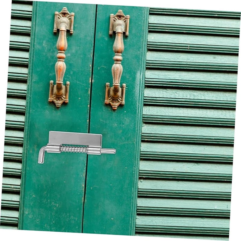 قفل مزلاج من الفولاذ المقاوم للصدأ عالي المتانة للأبواب المنزلقة والبوابات باللون الفضي - Image 3