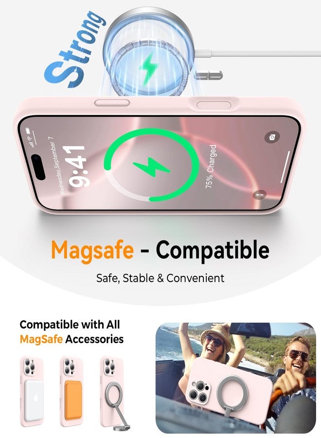 AOTESIER Magnetic for iPhone 16 Pro Max Case, [Compatible with MagSafe][Camera Protection], Food Grade Silicone Phone Case with [2 Screen Protectors], Anti-Scratch Lining, 6.9inch, Chalk Pink - Image 3