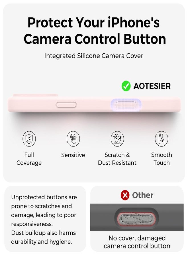 AOTESIER Magnetic for iPhone 16 Pro Max Case, [Compatible with MagSafe][Camera Protection], Food Grade Silicone Phone Case with [2 Screen Protectors], Anti-Scratch Lining, 6.9inch, Chalk Pink - Image 5