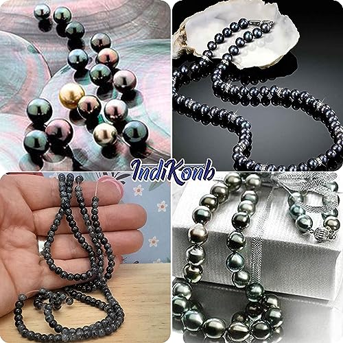 INDIKONB Glass Pearl Moti Beads - 6mm and 8mm (Black and White) - Image 5