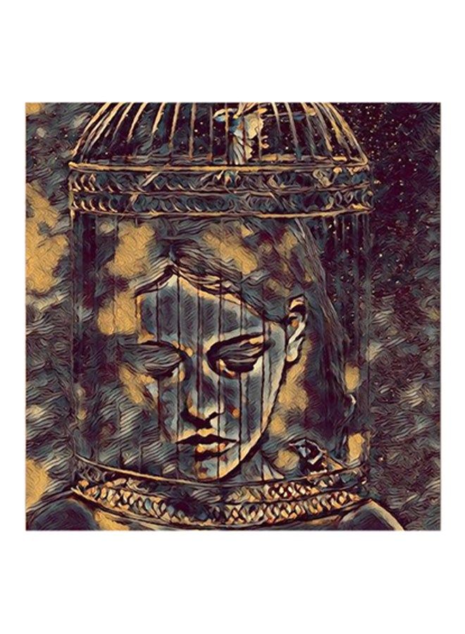 RYN Women Inside Love Cage MDF Wall Art Beige/Black - Image 1