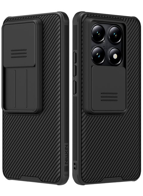 For Xiaomi 14T Pro Case, Camera Lens Protection Slide Cover, TPU and PC Shockproof Bumper Back Cover, Anti-Fingerprint Mobile Phone Case, Slim Fit Protective Casing