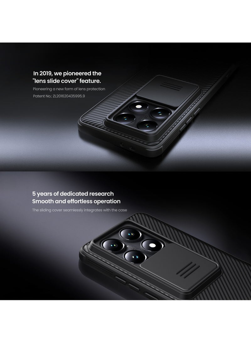 For Xiaomi 14T Pro Case, Camera Lens Protection Slide Cover, TPU and PC Shockproof Bumper Back Cover, Anti-Fingerprint Mobile Phone Case, Slim Fit Protective Casing