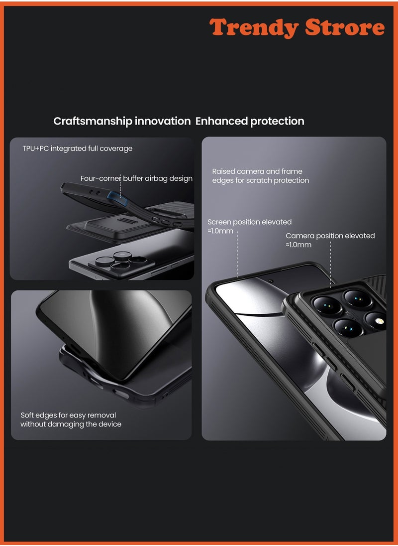 Nillkin For Xiaomi 14T Pro Case, Camera Lens Protection Slide Cover, TPU and PC Shockproof Bumper Back Cover, Anti-Fingerprint Mobile Phone Case, Slim Fit Protective Casing  - Image 3
